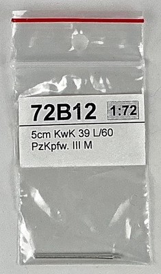 RB Model 72B12 5cm KwK 39 L/60 PzKpfw. III M 1/72 Scale Metal Barrel