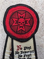 Grim Dark Skull & Cross Wax Seal & Litany Scroll of Purity Patch V2 w Hook Back