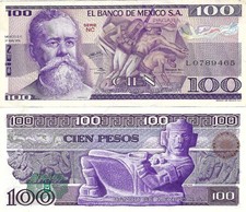 Mexico: $ 100 Pesos Carranza May 30, 1974 El Banco de Mexico UNC.
