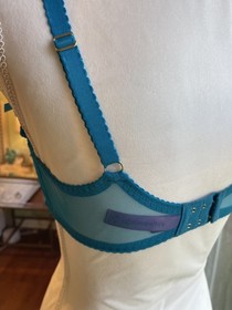 L'Agent Bra by Agent Provocateur 36D Bra Lace Electric Blue Underwire Bows LORNA