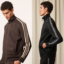 Reiss Mens Malloy Monogram Zip-Through Relaxed Fit Track Top Designer Jacket