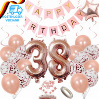 Luftballon 38. Geburtstag Frauen Dekoration Rosegold Party Deko 38. Geburtstag F