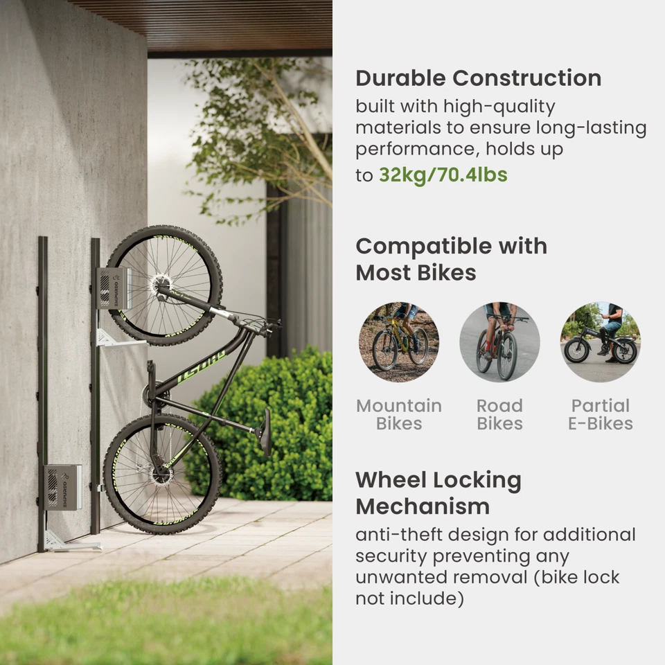 Elevador de bicicleta vertical asistido por resorte montaje en pared almacenamiento de alta resistencia para bicicleta eléctrica MTB - Imagen 4 de 4