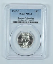 1947-D Washington Quarter Boston Collection MS64 PCGS Blue Label