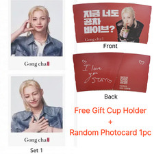 Stray Kids Felix x Gong Cha Happy Card Set 2pcs  Cup Holder 1 Random Poca 1