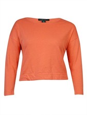 Lauren Ralph Lauren Women's Solid French Terry Sweater L, Franklin Orange 