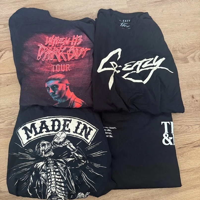 Lot of 4 New G Eazy When It's Dark Out T-Shirt XL Black Rap Hip Hop