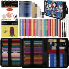 Daerthotk 100 Art Supplies Drawing Kit Pro Drawing Supplies Set has 3-Color S...