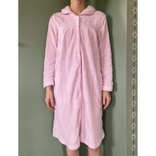 Light Pink Vintage Floral Embroidered Soft Bath Robe House Dress