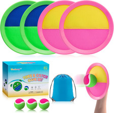Beach Toys - Outdoor Games for Kids, Toss and Catch Ball Set with 4 Paddles 3 Ba