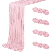 4 Pack Light Pink Cheesecloth Table Runner 20 x 120 inch Gauze Table Runners ...