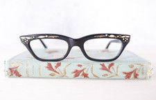 Vintage France Cateye Eyeglasses Frame Rockabilly pinup 1960s Rhinestone Retro