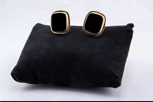 14k Gold Black Onyx Square Men's Cufflinks