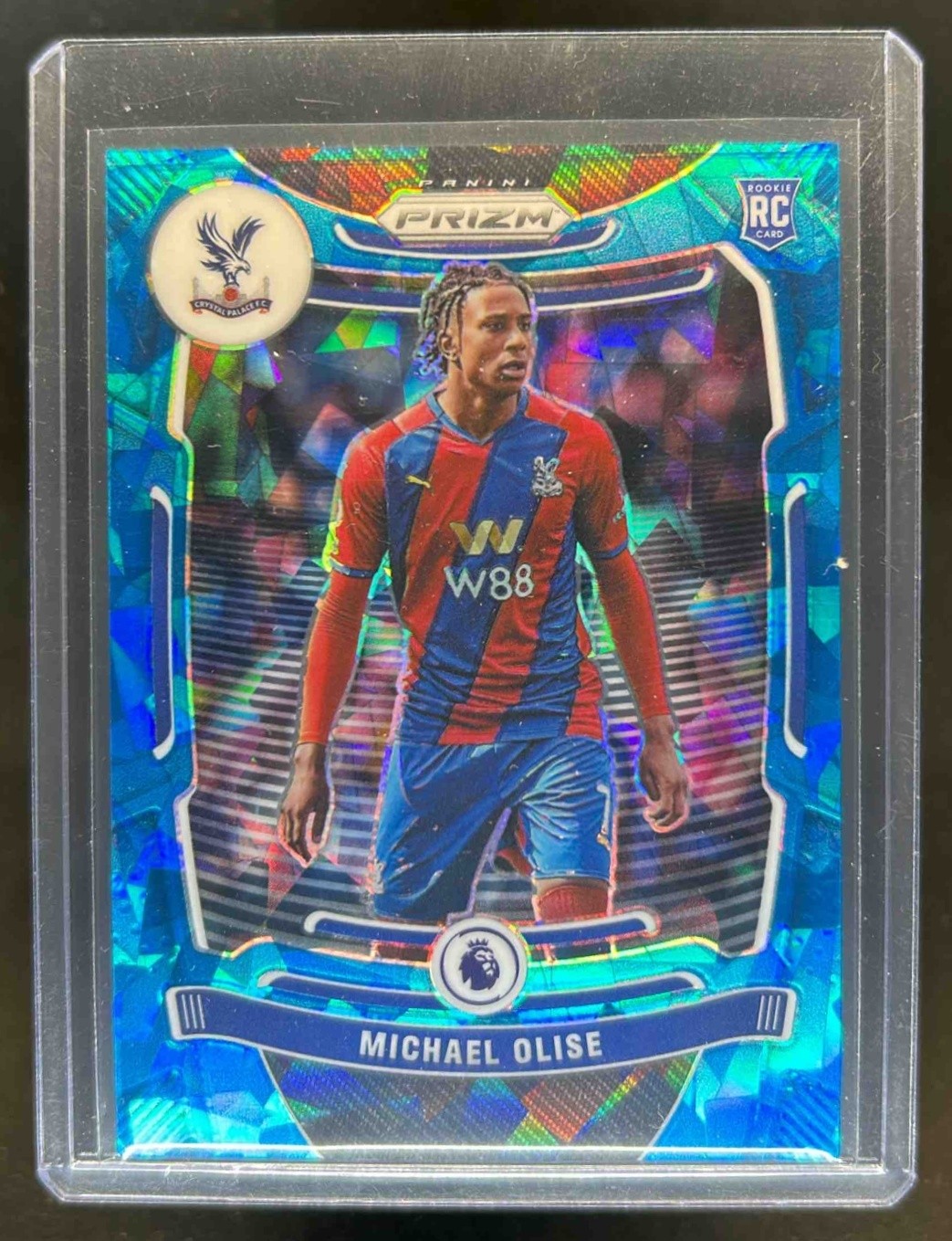 2021 Prizm Premier League Michael Olise RC Prizm Blue Ice #9/75 Crystal Palace