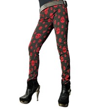 Tripp NYC Emo Goth Rock Punk Rocker White/Red Toxic Skull T- Jeans Pants Skinny