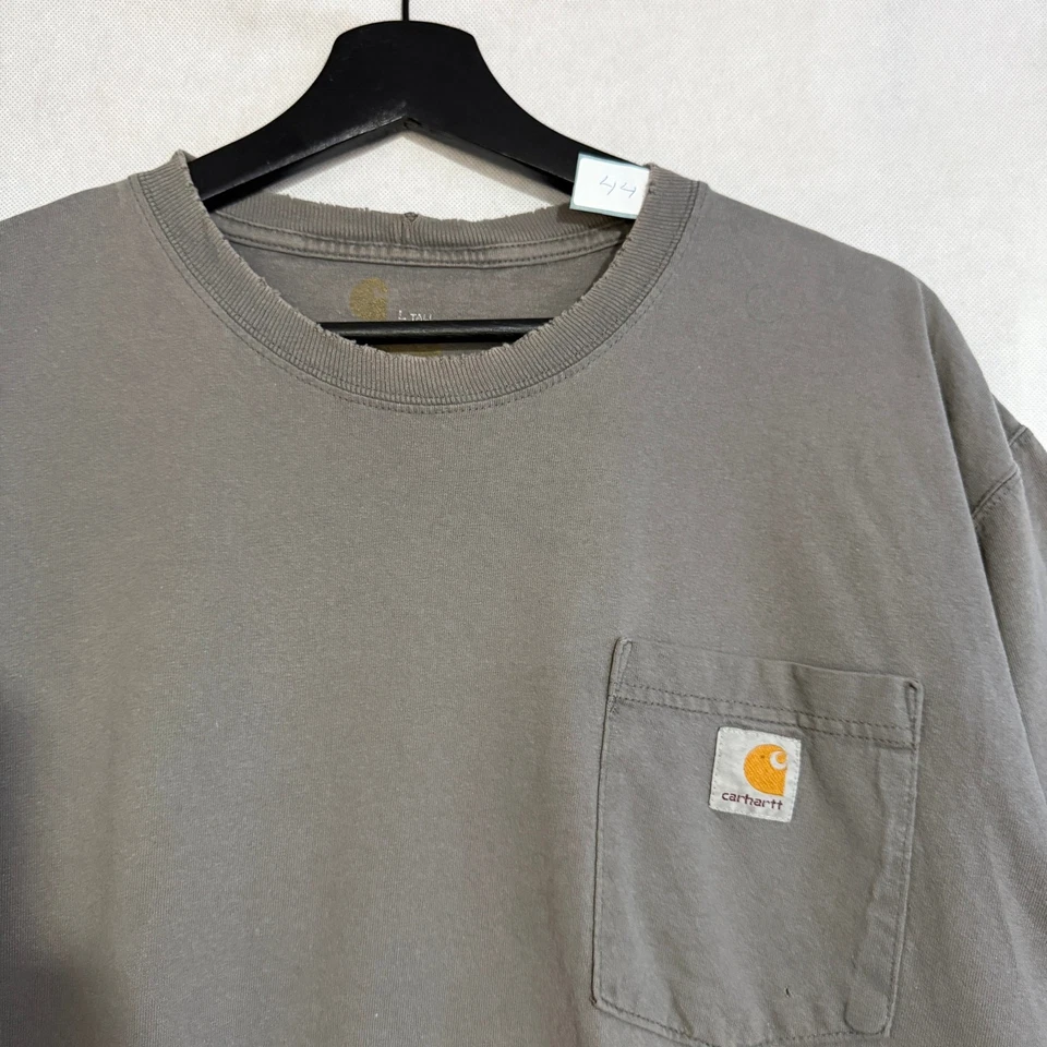 Carhartt K87 Pocket T-Shirt – Charcoal Grey – Size L Tall (Distressed/Thrashed) - Image 2 of 4