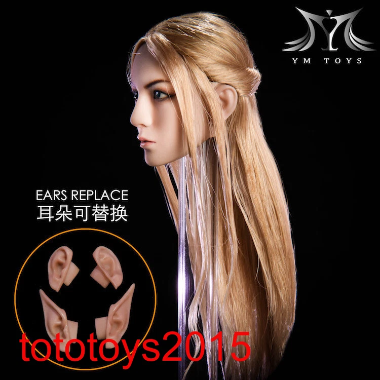 Cabeza de niña con oreja de elfo reemplazable de 1:6 de EE. UU. para cuerpo de figura de acción femenina de 12"" Foto 4 de 4