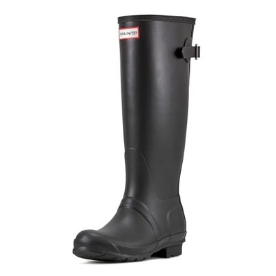 Hunter Women's Original Tall Back Adjustable Rain Boot Matte Black Size 9