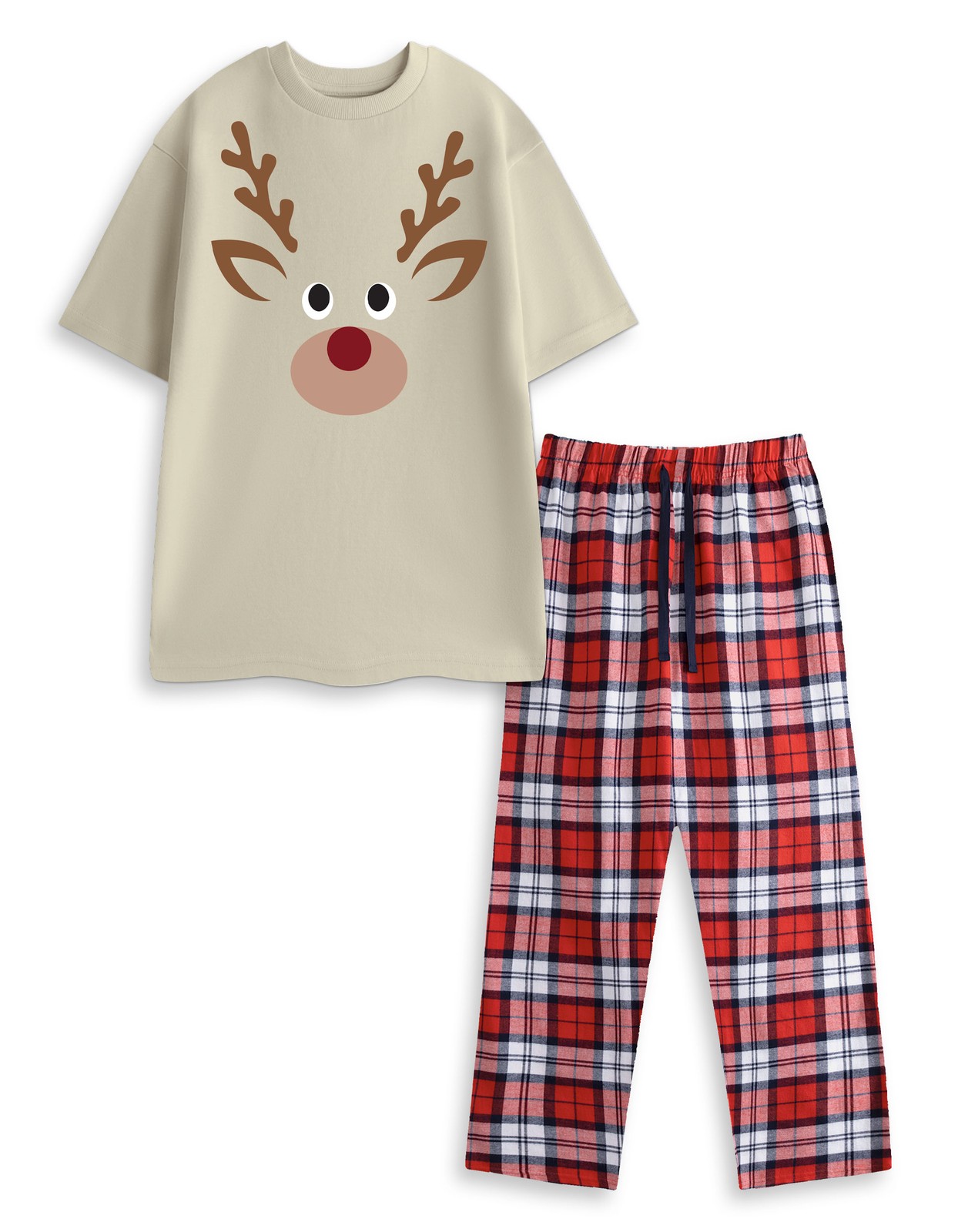 Show Me The Merch Short Sleeve Long Leg Pyjama Set | Unisex Oatmeal | Official M