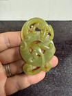 Unusual Antique/ Vtg. Chinese HK Export Jade Dragon Pendant — photo 4