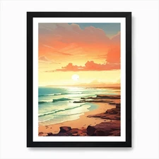 A Vibrant Painting Of El Cotillo Be Framed Wall Art Poster Canvas Print Picture