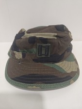 Vintage US Army Woodland Camo BDU Patrol Cap Hat Captain Rank Size 7