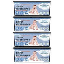 Diaper Pail Refills Bags with 30 Bags with Genie Easy Roll Signature Diaper P...