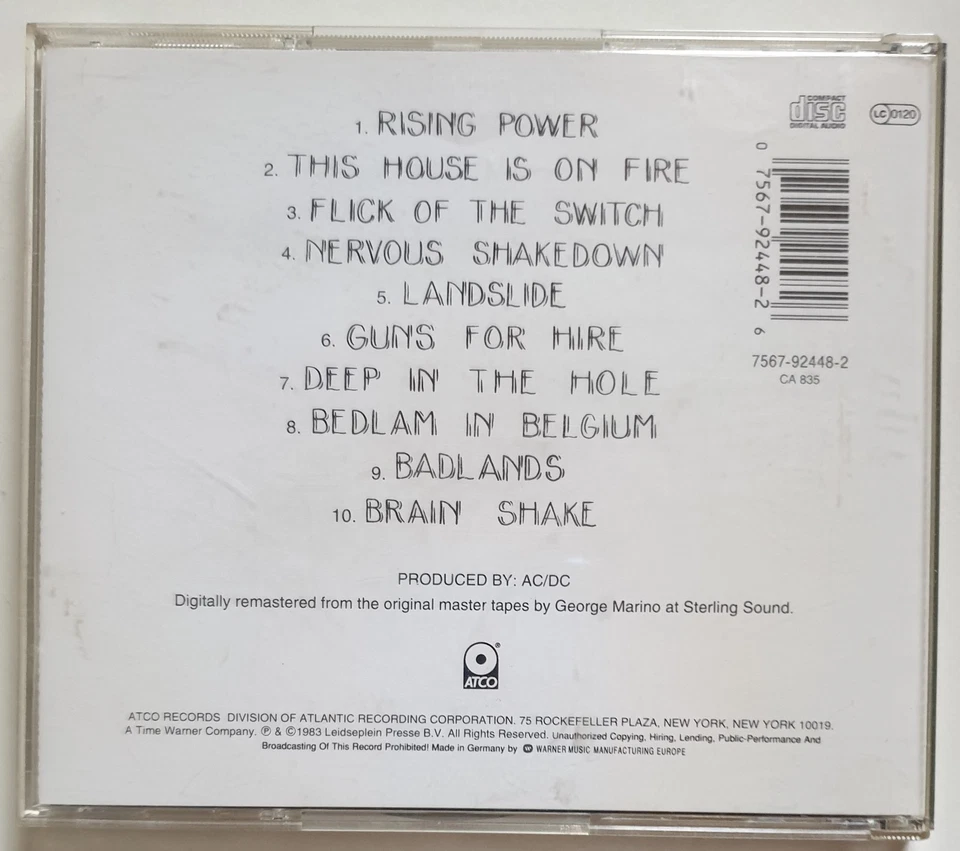 AC DC   *  FLICK OF THE SWITCH  *  1 CD   756 - Bild 2 von 3