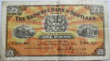 1958 The National Bank of Scotland £1 One Pound Banknote