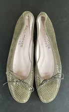 Paul Mayer Sz 12 Attitudes Moss Python Luxe Textured Leather Ballet Flats w Bow