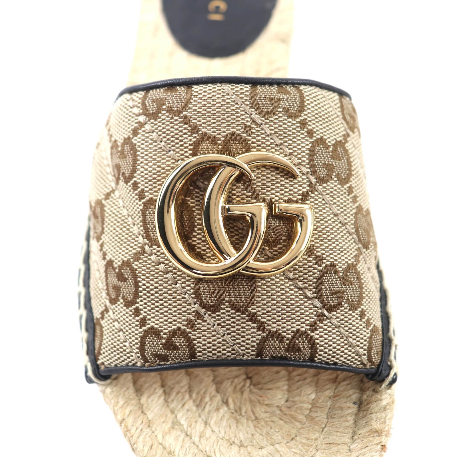 GUCCI 620120 GG Canvas GG Marmont Espadrille Sandals Beige GHardware 35 Made in thumbnail 9