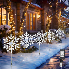 Snowflake Lights Outdoor, 10 Large Snowflake Christmas Pathway Lights, Christmas