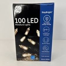 GE 100 StayBright LED Miniature Warm White Christmas String Lights 2