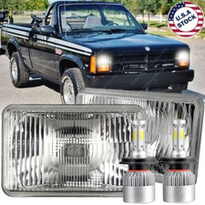 Par de faros LED H4652 4X6 VIDRIO luces altas/bajas aptos para camioneta Dodge Dakota 1987-1990