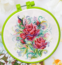 Red Flowers Counted Cross Stitch Kit on Canvas A Perfect Gift