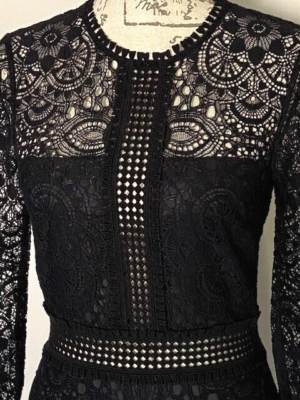 The Kooples Long Sleeves Black Lace Pencil Elegant Lined Dress Size XS The Kooples Long Sleeves Black Lace Pencil Elegant Lined Dress Size XS