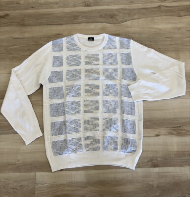 Solemare Maus & Hoffman Textured Crewneck Pullover Sweater Mens Medium White