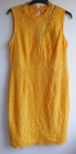 NEW Pretty Little Thing Size 14 sleeveless yellow lace open back body-con dress