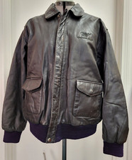 Vintage Miller Genuine Draft Burks Bay Worlds Leather Bomber Jacket Mens Large