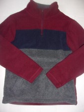 EUC Boys The Childrens Place Pullover Zipper Fleece Blue Gray Burgundy Size 7 8