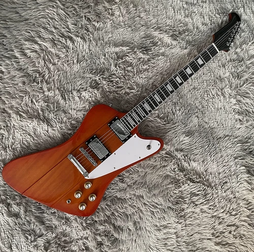 Custom Firebird Electric Guitar Yellow H-H Pickups Bone Nut Mahogany Body
