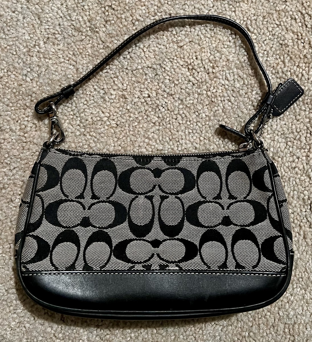 VTG Coach Signature Demi 6094 Black Leather Shoulder Bag Purse