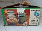 Vtg Hazel Atlas Hazelware 8 Pc Stacker Snack Set in Box Avocado Green Hard 2Find — photo 2