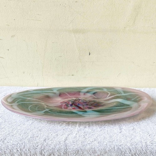 Placa de vidrio posmoderna soplada a mano rosa y verde - Imagen 2 de 6