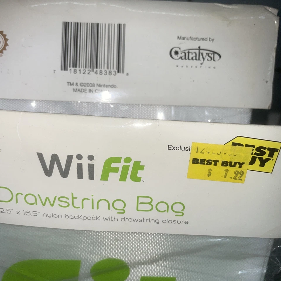 NEW (4) Nintendo Wii Fit Nylon Drawstring Backpack Tote Bag 69982 12x16.5" - Image 2 of 2