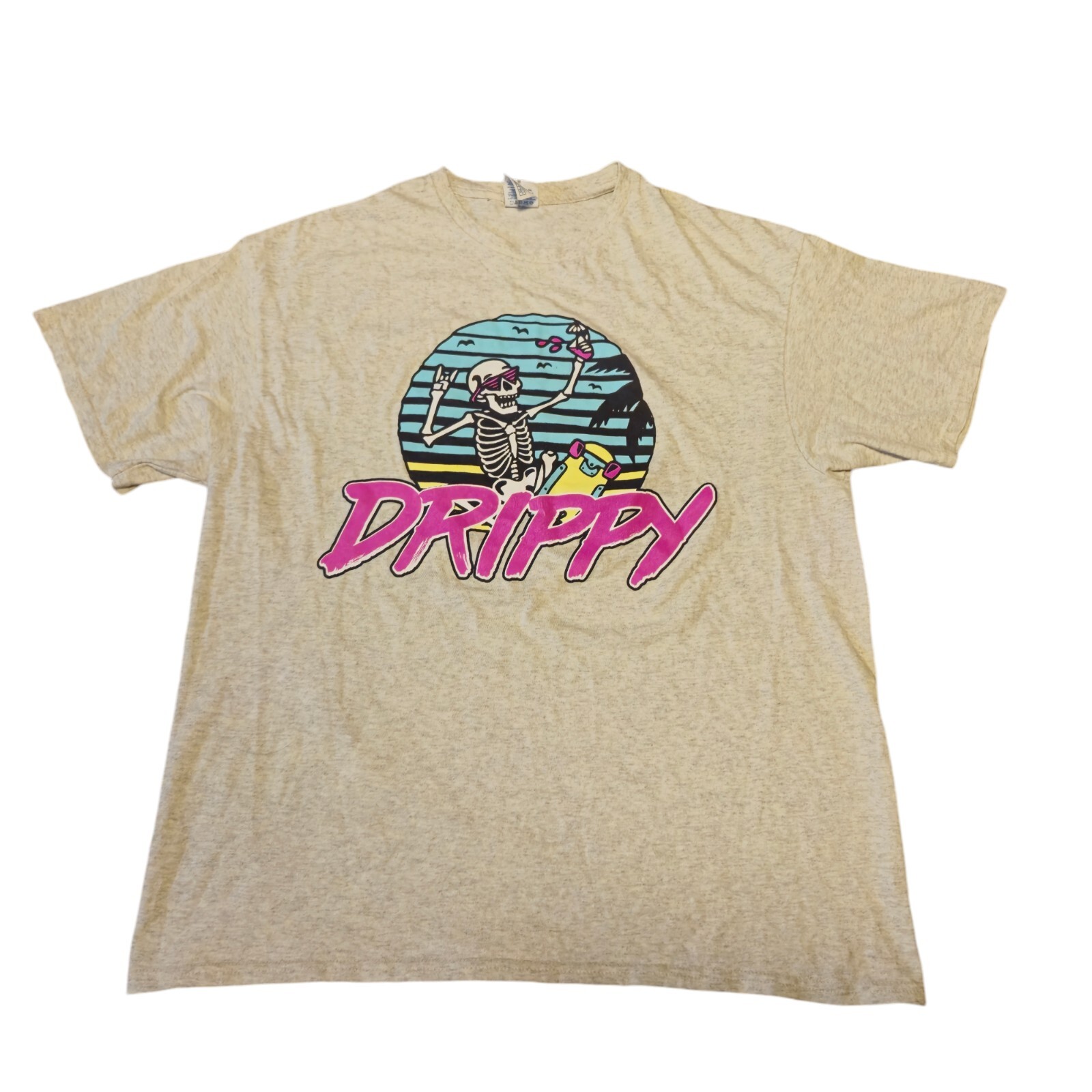 Drippy Skater Neon Graphic T Shirt Skate Board Skeleton Size XL