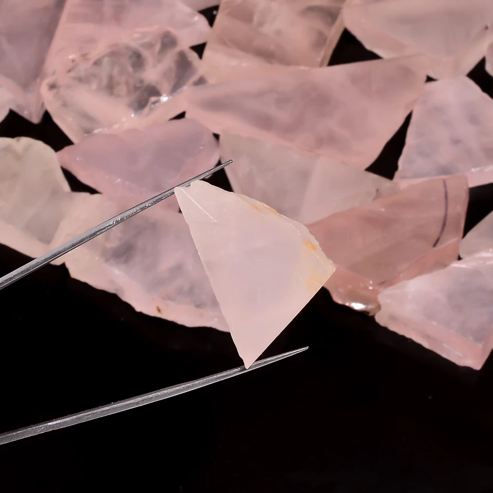 Natural Rose Quartz Slice Rough Gemston Raw Rose Quartz Crystal Stone Small Slab - Image 4 of 4