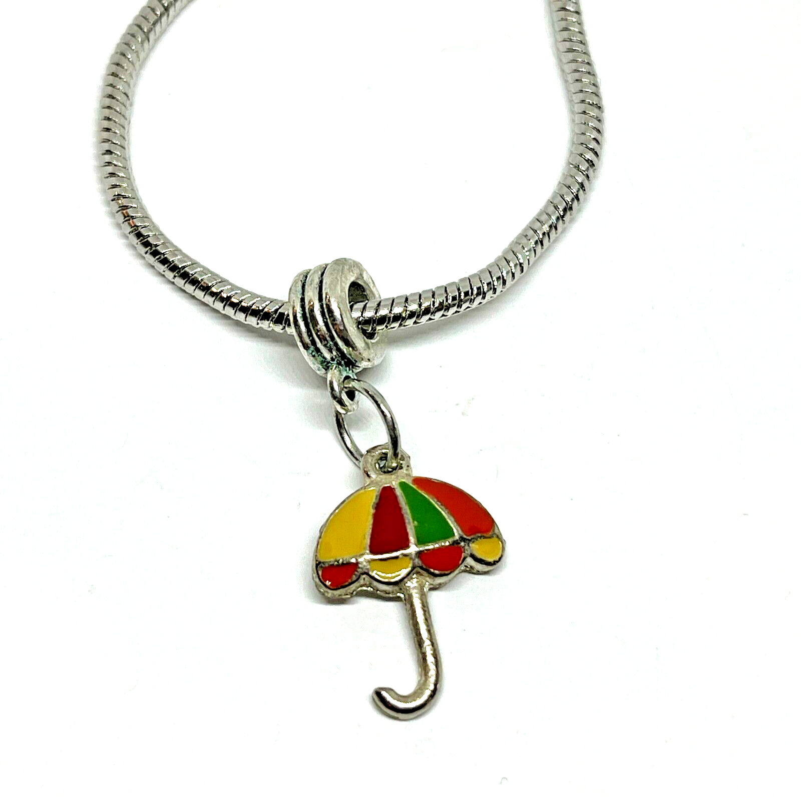 Vintage European Beach Umbrella Charm Dangle Bracelet or Necklace Retro Rain Drop  