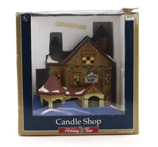 Candle Shop Christmas Snow Village Lighted Porcelain House Building Holiday Time