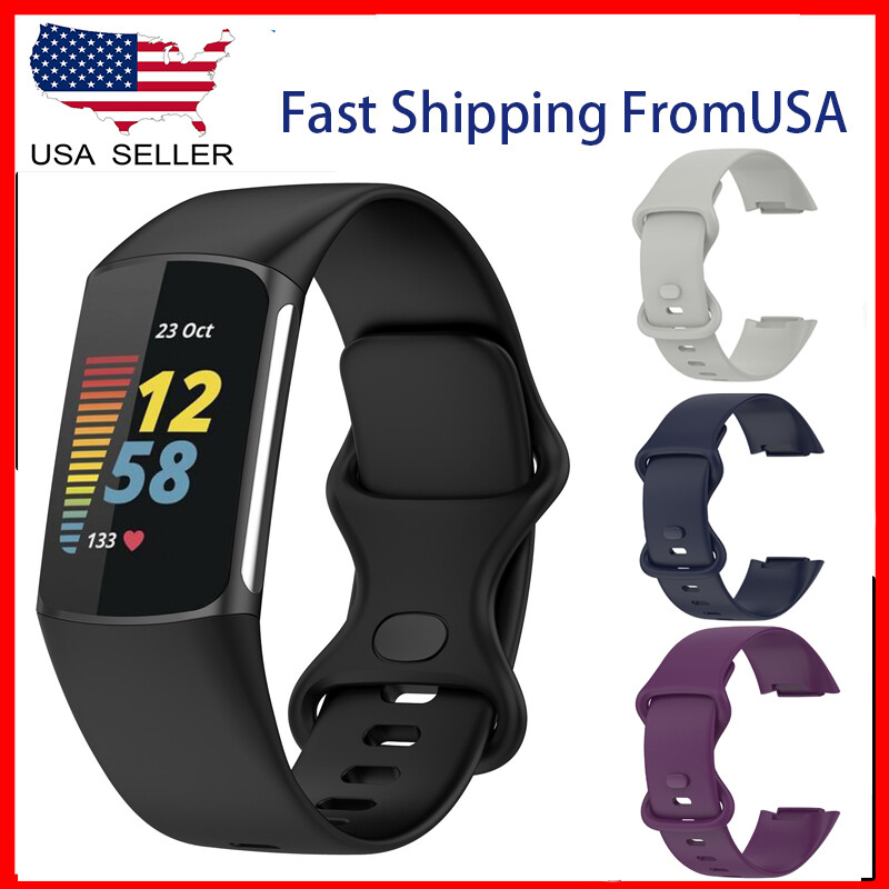 Compatible With Fitbit Charge 5 Bands - Soft Silicone Sport Replacement Strap, Small To Large Wrists